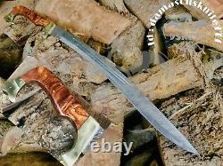1 Of A Kind Hand Made Damascus Steel Hunting Kopis Sword Handle Rosewood & Brass