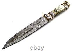 10 Pcs Custom Hand Damascus Steel With Hunting Knife With Acrylic&brass Handle