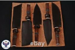 1095 High Carbon Steel Chef Kitchen Knife Set With Wood & Brass Handle Zs 26