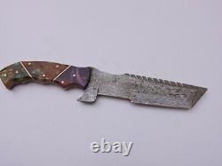 12Custom Art hunting knife forged Damascus D2 Steel with Tinted Art Bone Handle
