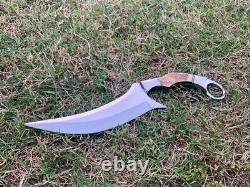 12Custom D2 hunting knife forged Damascus Steel with Tinted Art Bone Handle