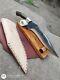 15 Custom Handmade D2 Camping Bowie Knife Wood+brass Handle+sheath