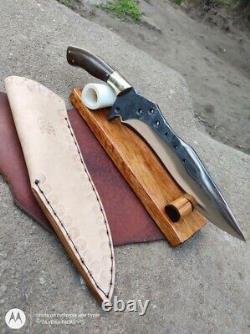 15 Custom Handmade D2 Camping Bowie Knife Wood+brass Handle+sheath