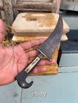 1800's Antique Steel Hand Forged Horn Brass Handle Mughal Period Dagger Sword