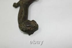 1940's vintage old brass handcrafted tiger face sword handle collectible