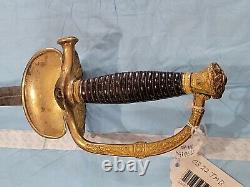 19th C Brass French Officer Epee Sword Grip Napoleon folding Hilt #1 37