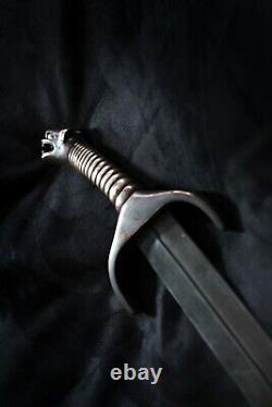24.5 Custom Brass Foot Artillary Short Sword Leaf Blade Forged Old Patina Tiger