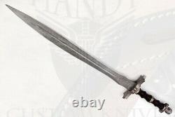 30 Handy Custom Made Damascus Blade Sword Hand Crafted + Brass & Wooden Handle