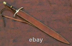 31Custom Handmade Damascus Steel Needle Point Viking Sword Brass Wood Handle