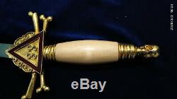 32/33 degree Masonic Sword HQ scull&bones brass handle and symbolic blade free