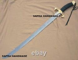 32 Custom Handmade Forged Steel Leather Wrap Wood / Brass Handle Sword