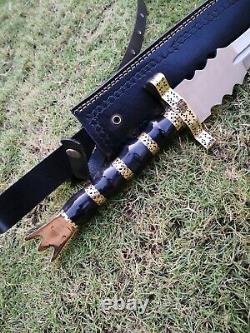 34 Custom Handmade D2 Tool Steel Medieval Knights Sword Horn & Brass Handle