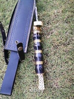 34 Custom Handmade D2 Tool Steel Medieval Knights Sword Horn & Brass Handle