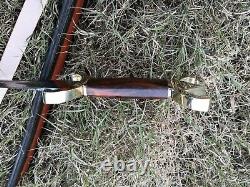 34 Custom Handmade Forged Damascus Steel Medieval Sword With Wood, Brass Handle