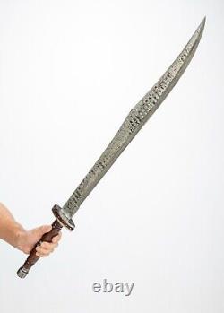 36.5 Handmade Damascus Scimitar Shamshir Curved Sword. Solid, Sharp