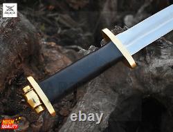 36 Inches Custom Handmade D2 Steel Hunting Sword Micarta Handle Black Sheath