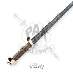 38 Custom Handmade Damascus Steel Viking Sword Copper Wire Warp Handle