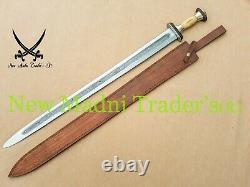 38 Damascus Handmade Brass Bone & Rose Wood Handle Spatha Sword
