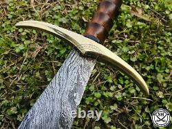 39 New Handmade Damascus Steel Sword Brass Ring Rosewood Handle