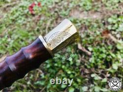 39 New Handmade Damascus Steel Sword Brass Ring Rosewood Handle