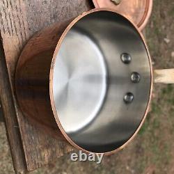 3mm 5.75 Copper Saucepan Stainless Steel Lining and Tin Lined Lid Brass Handles