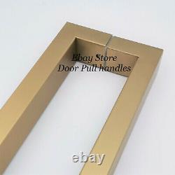 48 inch Matte Gold Entry Door Pull Square Long Handle Stainless Steel Brass