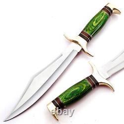 5 PCS Custom Handmade Damascus Steel Hunting Knife With Wood & Brass Handle