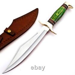 5 PCS Custom Handmade Damascus Steel Hunting Knife With Wood & Brass Handle