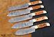 5 Pcs Hand Crafted Damascus Steel Chef Knife Kitchen Set Olive W-Handle MK 117