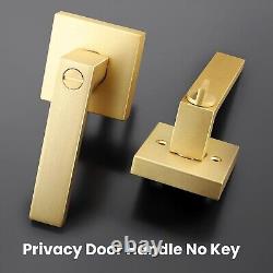 6 Pack Gold Door Knobs Interior Brass Door Handles in Satin Brass Finish, Gold