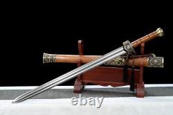 90CM Brass Chinese Han Dynasty Jian Folded Steel Double Edge Straight Sword