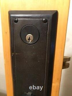 AIW Solid Brass Entry Door handle mortise set, Thumbgrip LH Bronze & satin steel