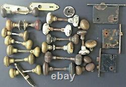 ANTIQUE DOOR KNOBS Mixed Lot 33+ METAL Brass Bronze Steel Handles