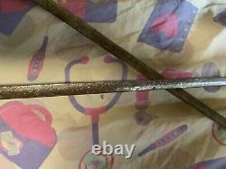 ANTIQUE ITALY Ornate brass handle fencing SWORD W ETCHED BLADE 17-18th century