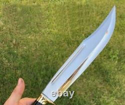 Ab Cutlery Fancy Handmade Steel D2 Bowie Knife Handle By Brass And Horn