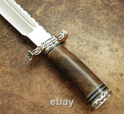 Ak Knives Fancy Handmade Steel D-2 Bowie Knife Handle Brass Clip And Wood