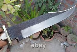 Ak Knives Fancy Handmade Steel D-2 Bowie Knife Handle Brass Clip, Stag Crown