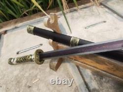 Alloy Handle Chinese KUNGFU Sword Colored Nice Damascus Steel Blade Ebony Sheath