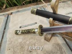 Alloy Handle Chinese KUNGFU Sword Colored Nice Damascus Steel Blade Ebony Sheath