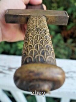 Antique 1800s Sword FORGED Blade BRASS Handle Maker Signed Made GERMANY