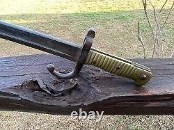 Antique 1860s Short Sword BAYONET w Brass Handle / French St Elienne Cesspot