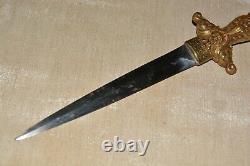 Antique 1900's Handmade Trench Boot Dagger Knife Bronze or Brass Handle Vintage