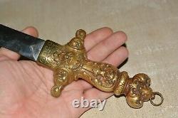 Antique 1900's Handmade Trench Boot Dagger Knife Bronze or Brass Handle Vintage