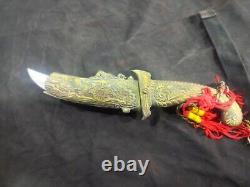 Antique 1990 Handmade Knife Steel Blade Brass Handle
