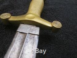 Antique 19th Century Artillery Short Sword Brass Handle Cutlass Sidearm