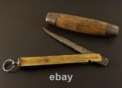 Antique Barrel Knife Wood Handle Brass & Steel Insert Joh. Enostrom Sweden