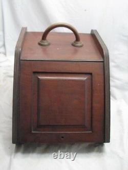 Antique Coal Scuttle Wooden Box withSteel Liner/Brass Handle Estate Stove Tool
