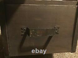 Antique Coal Scuttle Wooden Box withSteel Liner Bucket Brass Handle Stove Tool