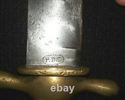 Antique DANISH M1848 HIRSCHFANGER SHORT SWORD stamped PDL brass handle