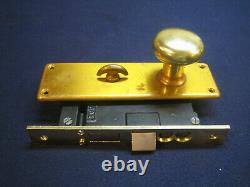 Antique Entry Mortise Lock Brass Pull Handle thumb Latch Cylinder Refurbished